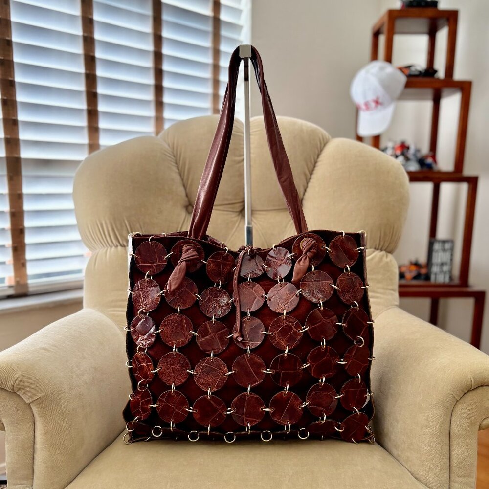VTG Auth ARTBAG CREATIONS NY Genuine Crocodile Cage Link Slouchy Tote Bag